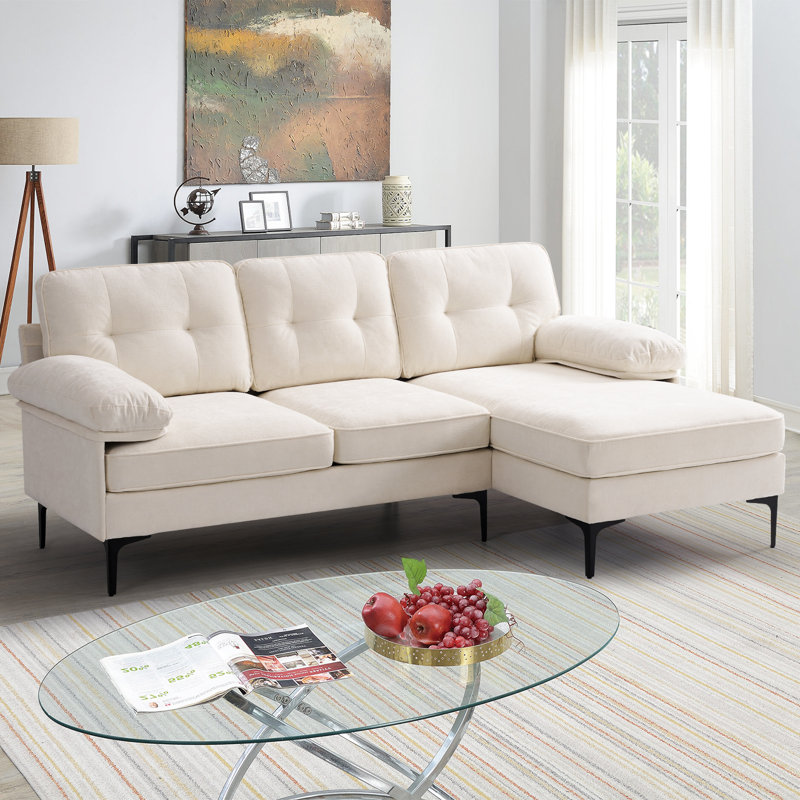 Canapé modulaire rembourré de 82,7 po Hilmir, Chenille beige