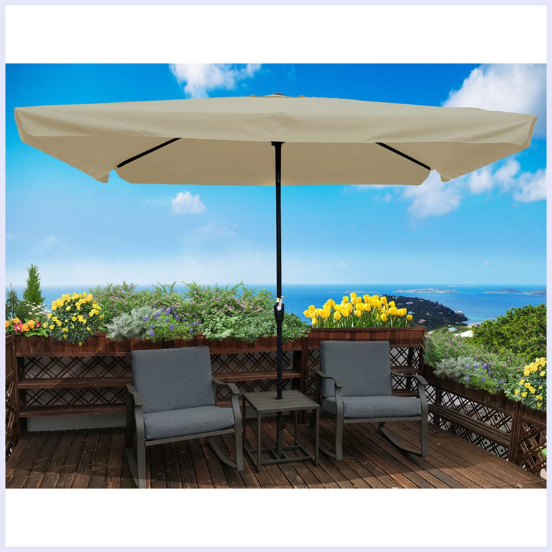 Parasol de patio 10 pi 6,5 pi, Brun clair