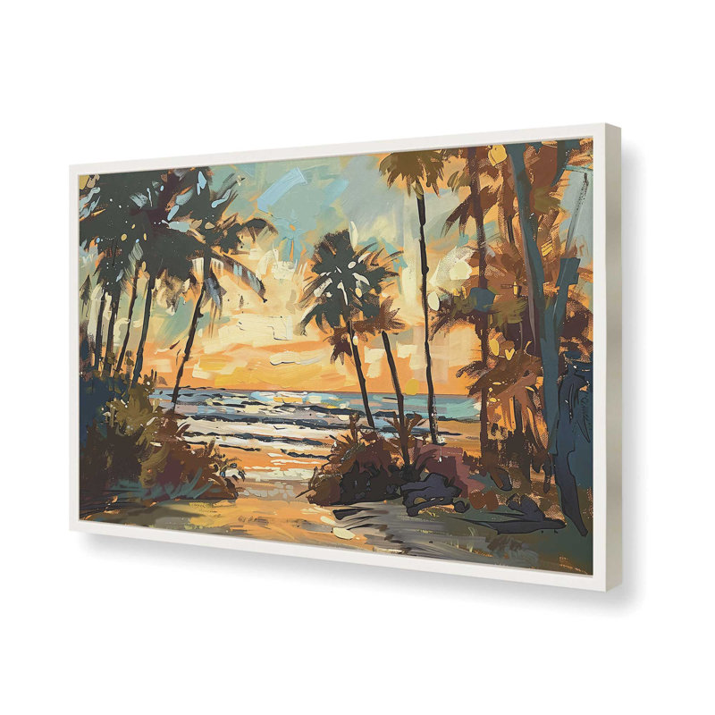 «Sunset Trail to Shore», reproduction encadrée, H 12 po x l 15 po, Blanc opaque