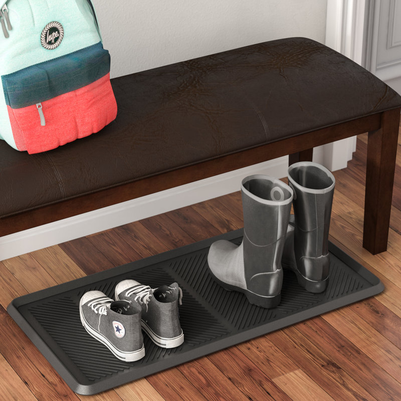 Large Black Rubber Boot Tray with Raised Edge