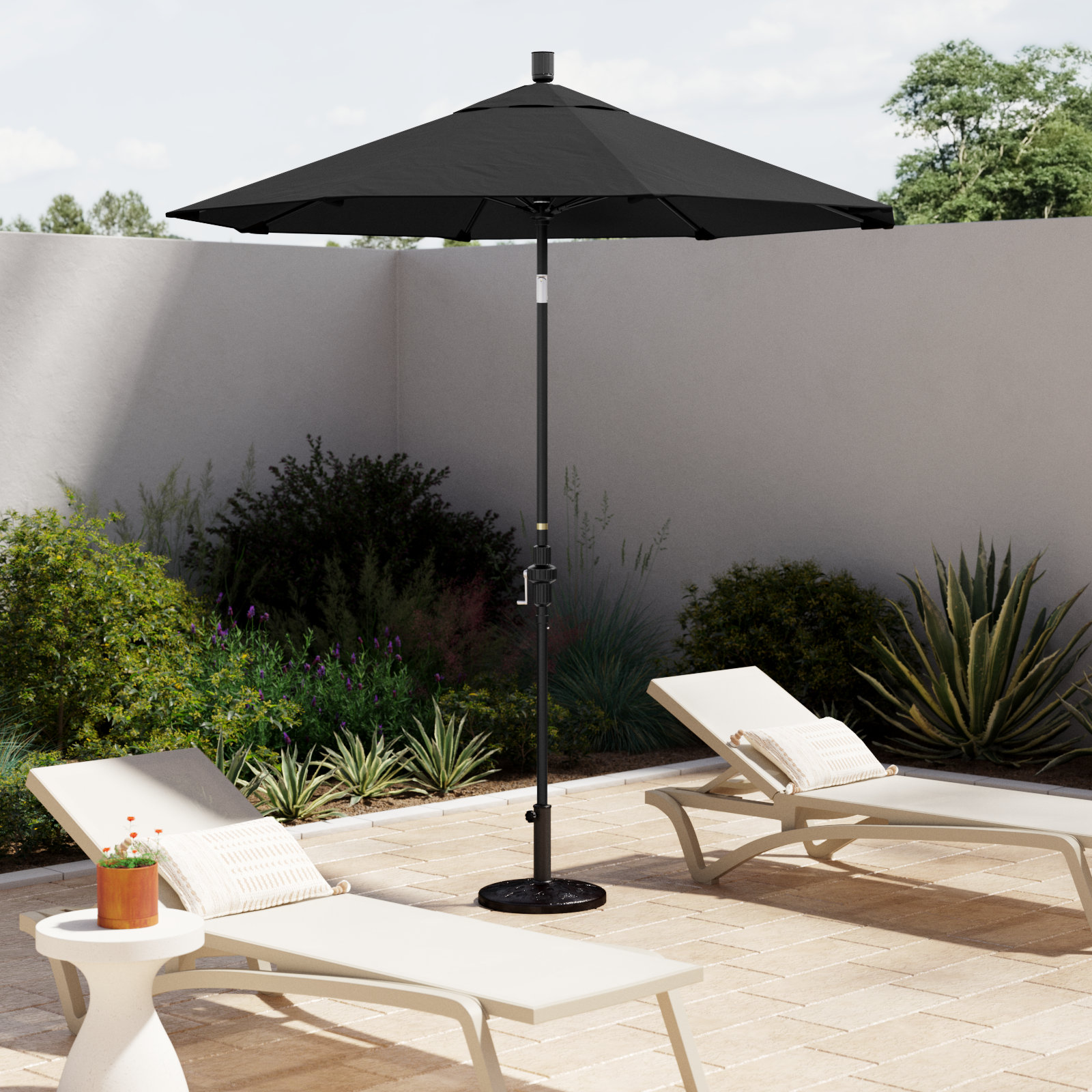 Brent 90'' Sunbrella® Outdoor Umbrella, Canvas Black Sunbrella® Canvas, Black 