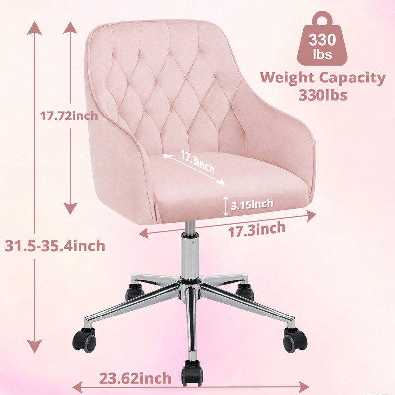 Fauteuil de maquillage avec roulettes Marcus, Rose