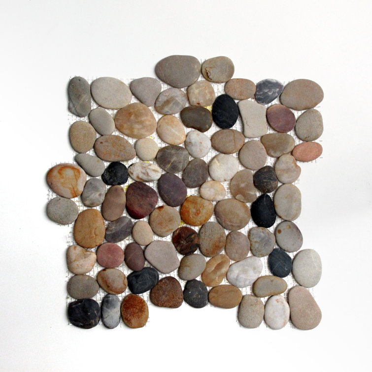 Tumbled River Rock Pebble Natural Mosaic in Mixed color For Floor and Wall Tile 12"x12"