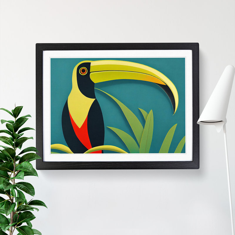 Imaginative Toucan Bird Abstract - Single Picture Frame Print, Black, 25cm H x 34cm W x 2cm D