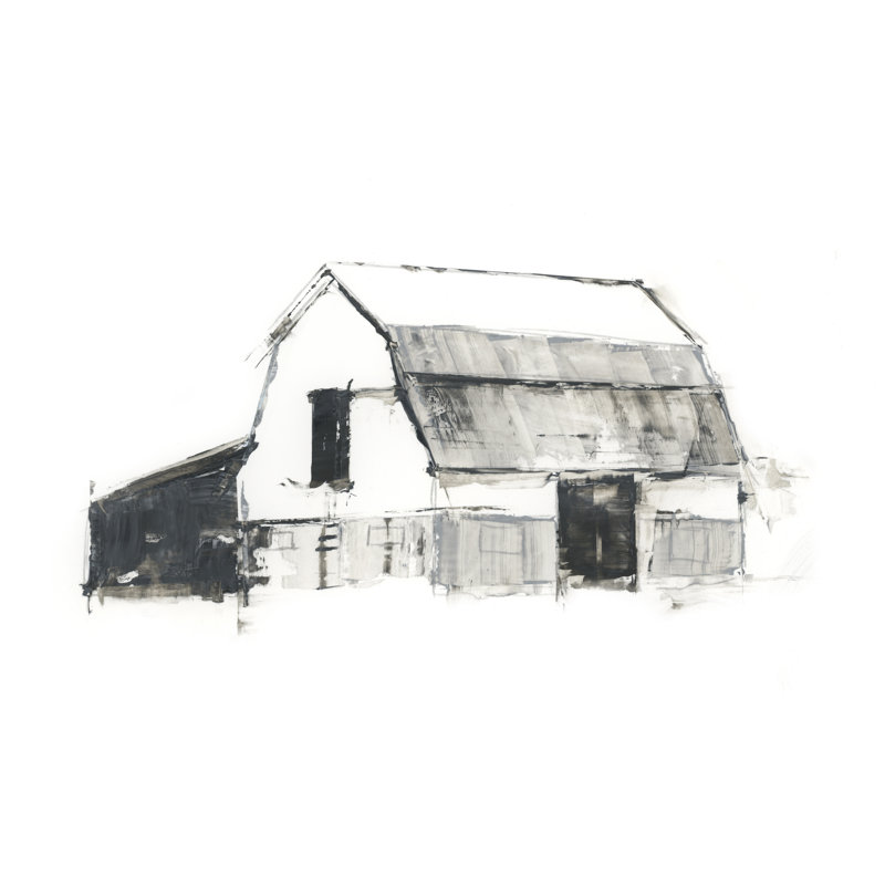Grayscale Barn Study I by Ethan Harper - Wrapped Canvas Print, 30 cm H x 46 cm W