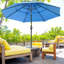 3 parasols de table de patio avec manivelle, bleu foncé pour la couverture de jardin et de terrasse, pelouse