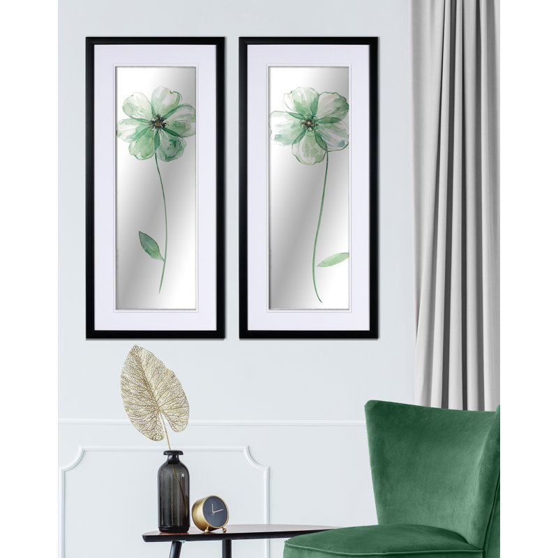« sage fleur », ensemble de 2 reproductions de peintures à l’acrylique encadrées, Noir
