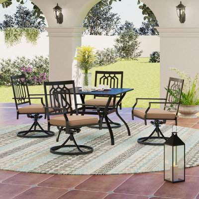 Leonard Premium All-Weather Powder-coated Outdoor Dining Armchair with Cushion