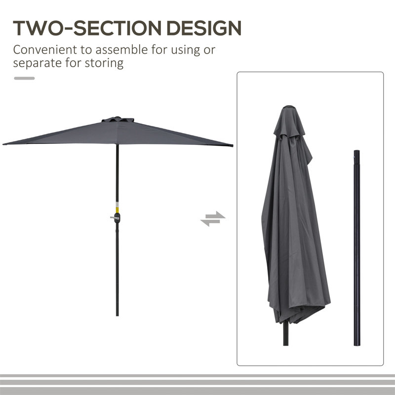 Brunn 293cm Balcony Parasol, Grey