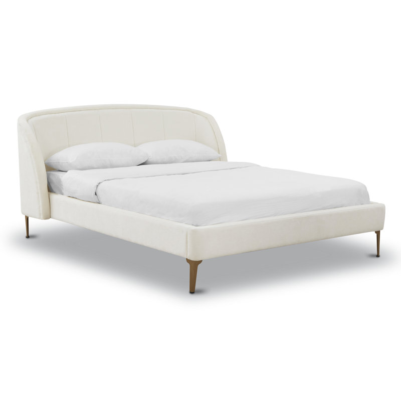 Grand lit Hestia en chenille blanc Mello