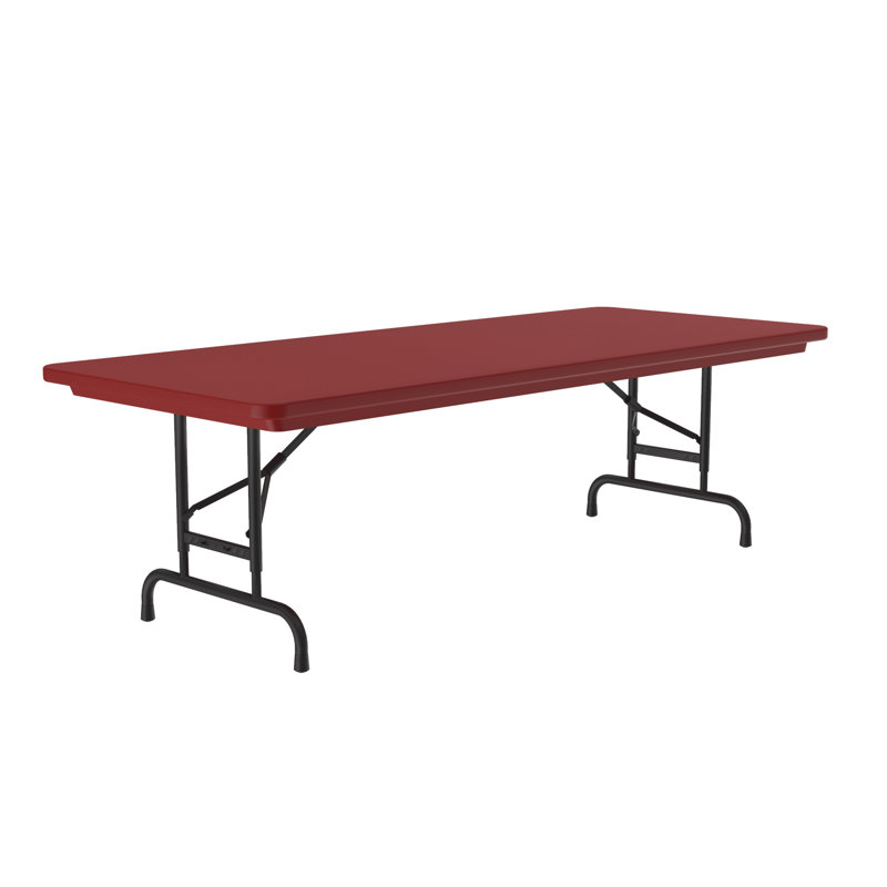 Table pliante rectangulaire en plastique réglable, Rouge, H 32 po x L 72 po x l 30 po