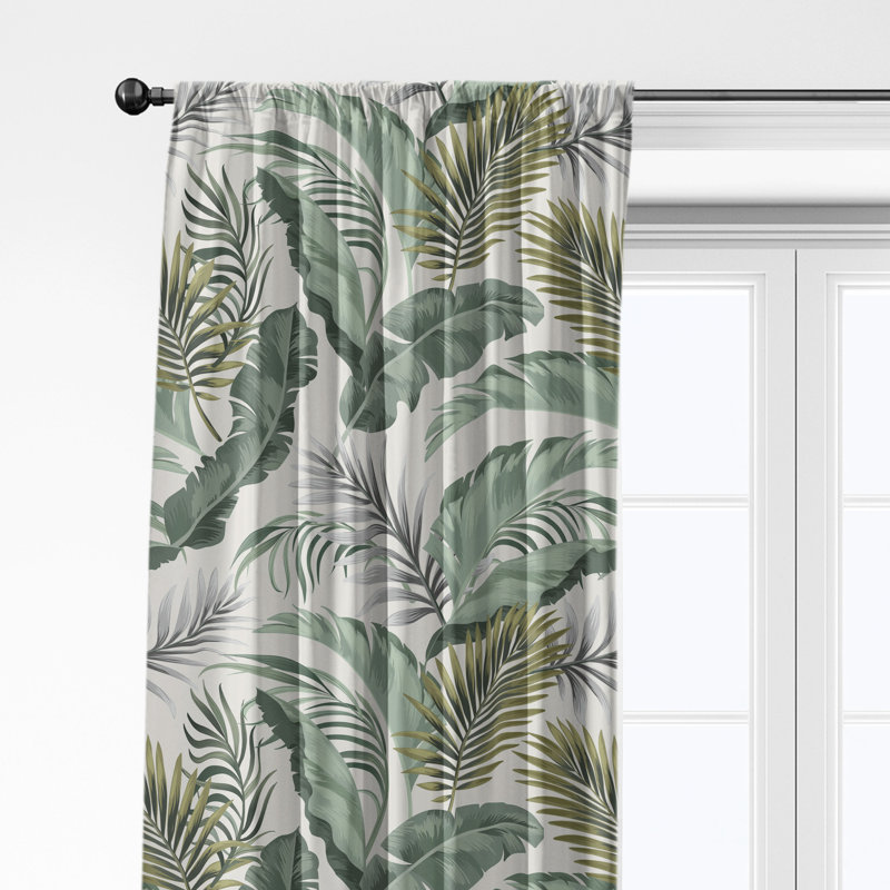 Ensemble de 2 rideaux en coton Frondosa Seagrass, L 50 po x L 168 po
