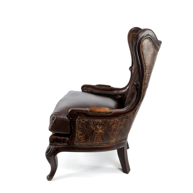 Antoinette Club Chair, Dark Brown/Light Brown Genuine Leather
