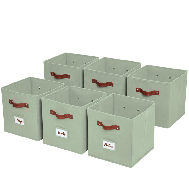 Storage Bins | Cube Storage Bin With Label Holders, Fabric Storage Cubes For Organizing Shelves Closet Toy Clothes  6Pcs