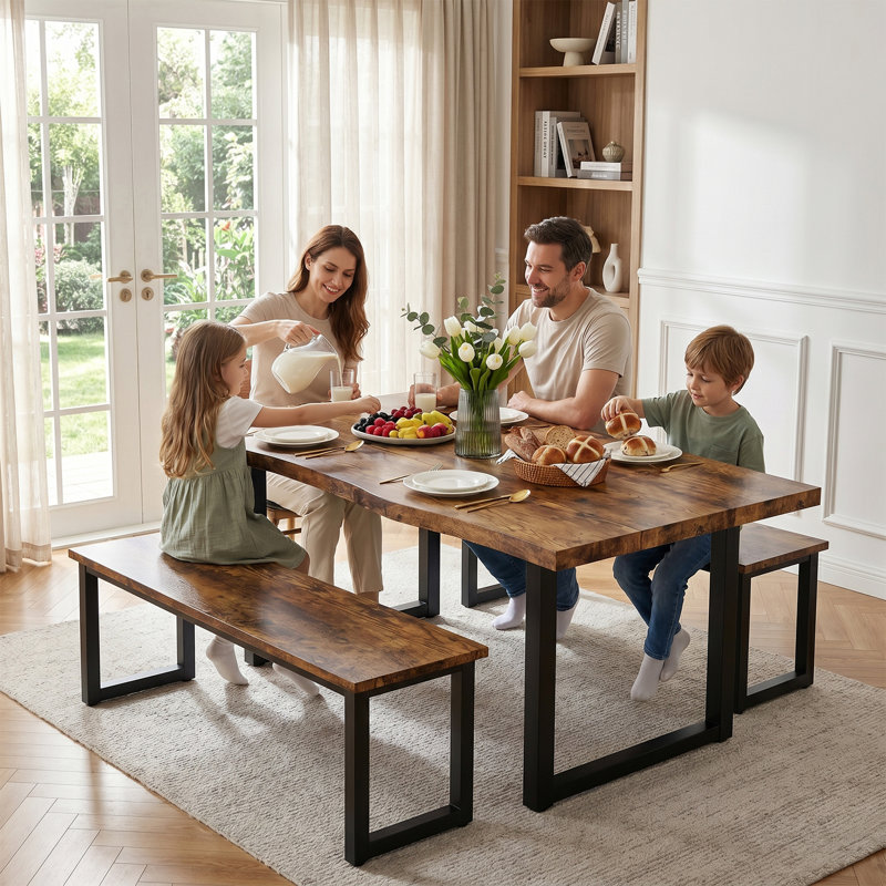 6 -Person Dining Set, Antique-style wood