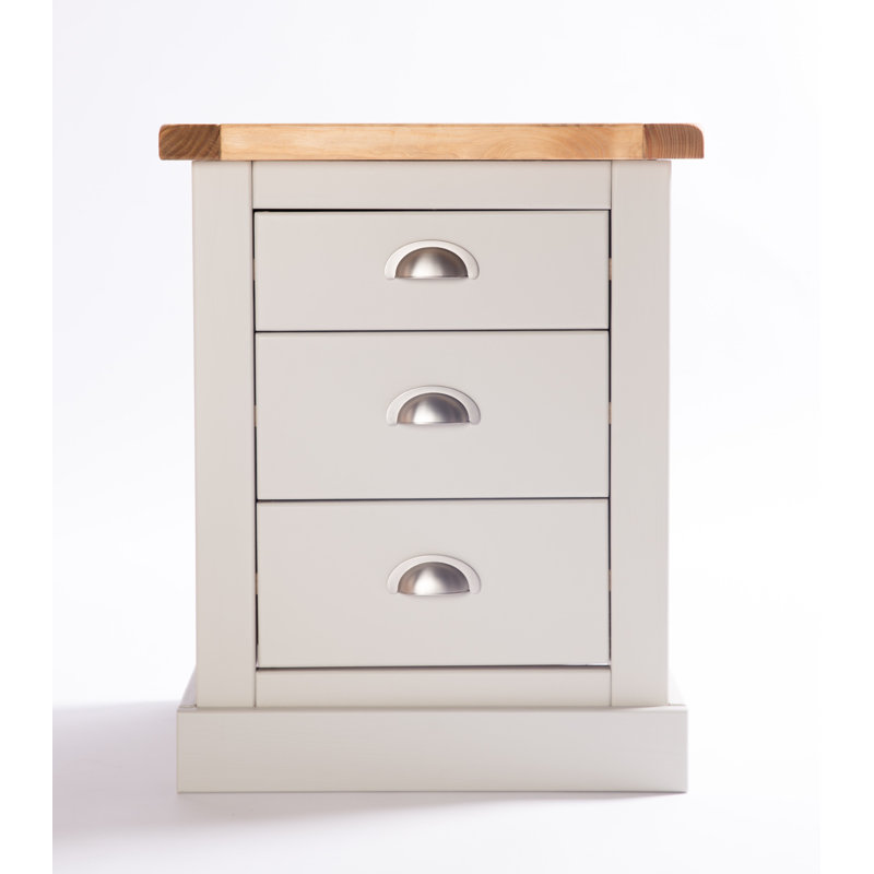 Brian 45cm W Plywood / Laminate Board Bedside Table, Natural/Grey/Chrome