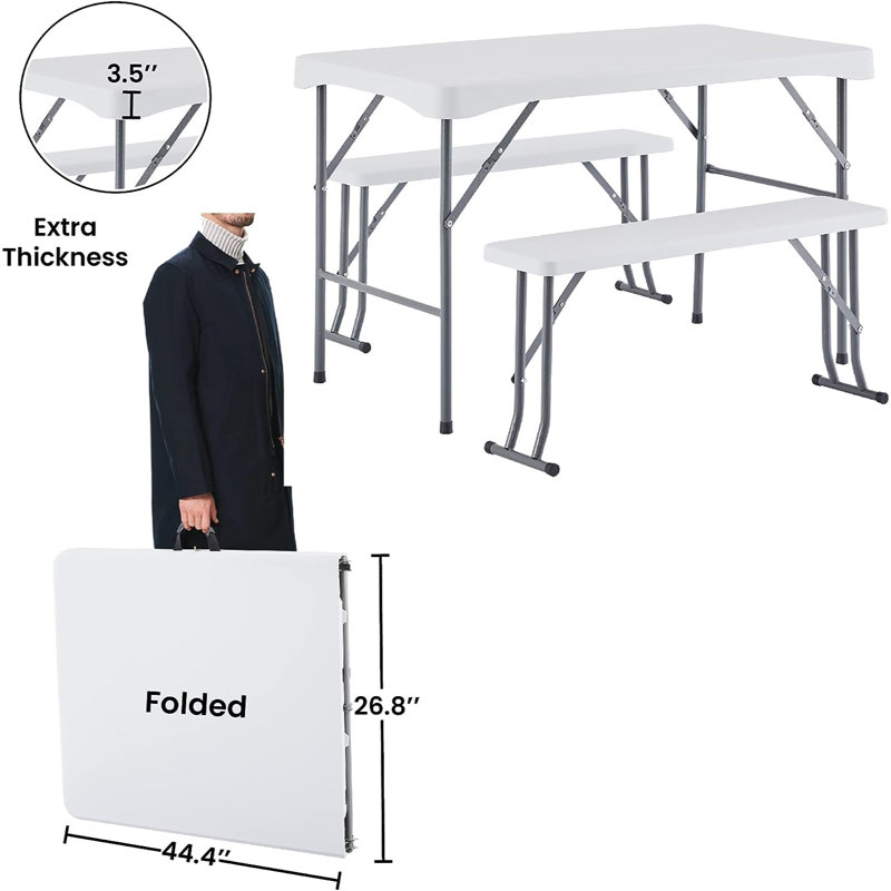 Ensemble de table et banc en résine