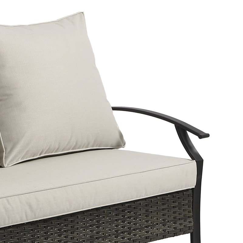 Causeuse d'extérieur en métal avec coussins Charron, Beige
