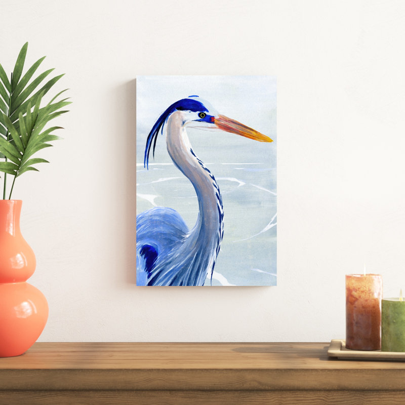 «Great Blue II» par Annie Warren - peinture sur toile tendue, H 18 po x l 12 po