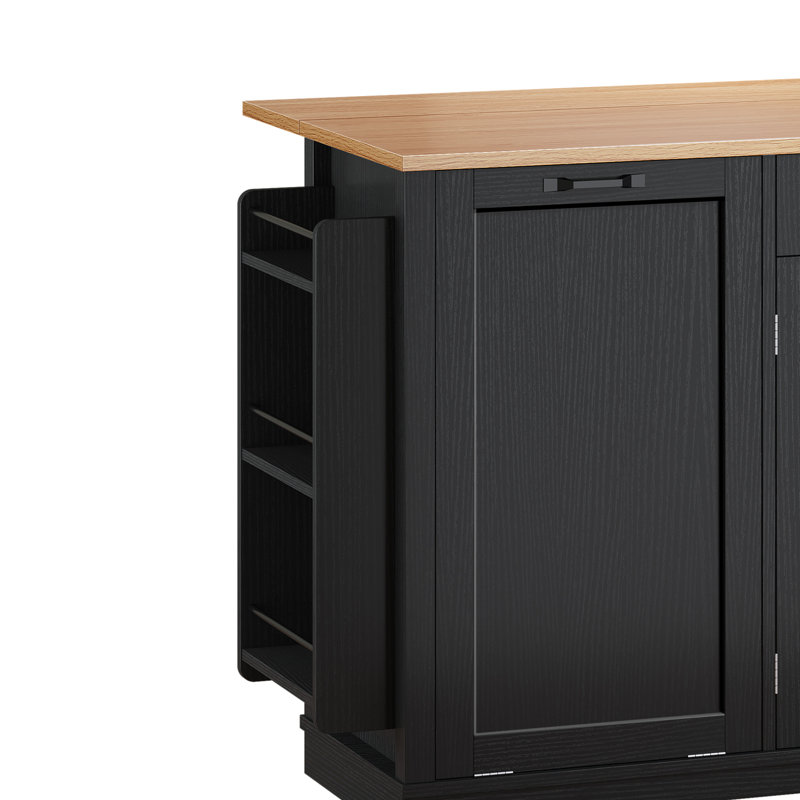 Tashala 45.3" W x 25.4" D Rectangular Manufactured Wood Kitchen Cart, Black