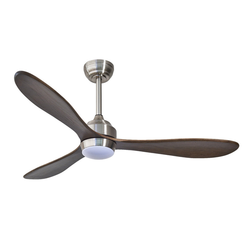 52" Ceiling Fan with Lights ,Remote Control, 3 PCS Solid Wood Quiet DC Motor  Ceiling Fans 6 Speed Levels,Reversible Ceiling Fan, for Patio Living Room, Bedroom--(Stain nickel )