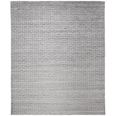 Tapis gris brouillard en soie tissé à la main à motif géométrique Marcia