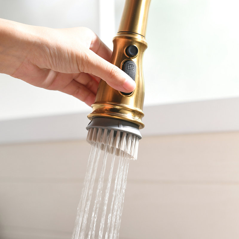 Single Handle Gold Kitchen Faucet With Pull Out - Modern Design For A Sink 1 Hole