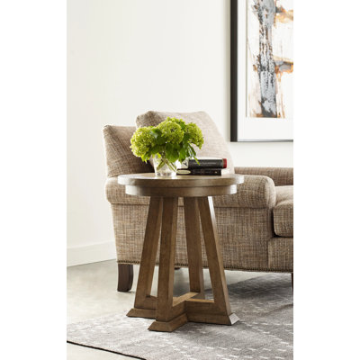 Table de bout à piédestal en bois massif Oliviu