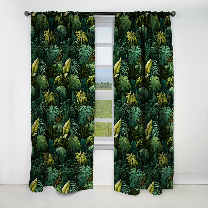 Motif tropical de la jungle - Rideau floral - Rideau occultant floral - 1 panneau, L 52 po x L 63 po