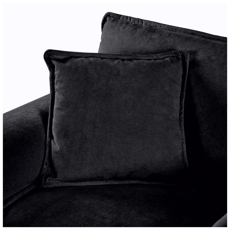 Skymall 41.73" W x 33.86" D x 33.46" H Chenille Set of 2 Accent Chairs, Black Fabric, 2