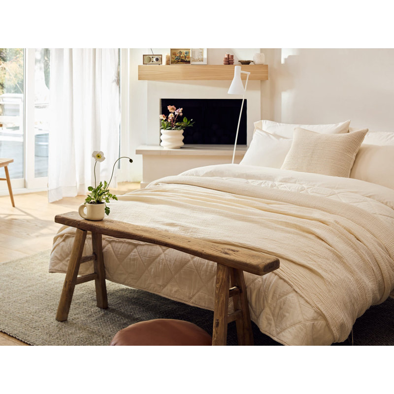 Housse de couette en percale organique froissé, Housse de couette pour lit très grand / très gra, Non teint