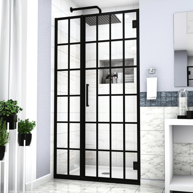 Matte Black 40" W X 72" H Shower Door With Glass, Pivot Bathroom Splendor 40"x72" And Fascinating Feature