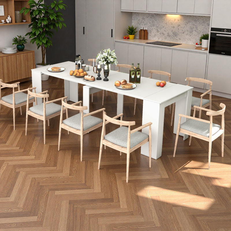 Console extensible avec base en X, table de salle à manger multifonctionnelle Scandi-chic pour vestibule, cuisine et petits espaces