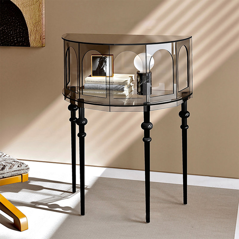 Half-circle acrylic display console table, Black