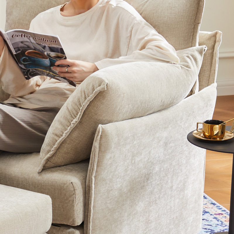 Fauteuil d'appoint surdimensionné l 36 po avec repose-pieds et coussins amovibles Merille - beige, Beige