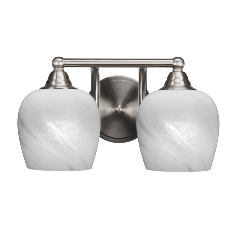Michell 2-Light Bath Bar, Brushed Nickel, White Marble
