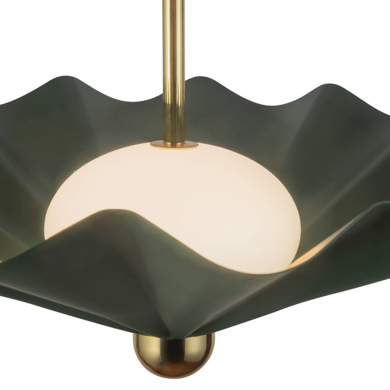 Furrow 25-in Red dimmable LED Pendant, 25-in, Green