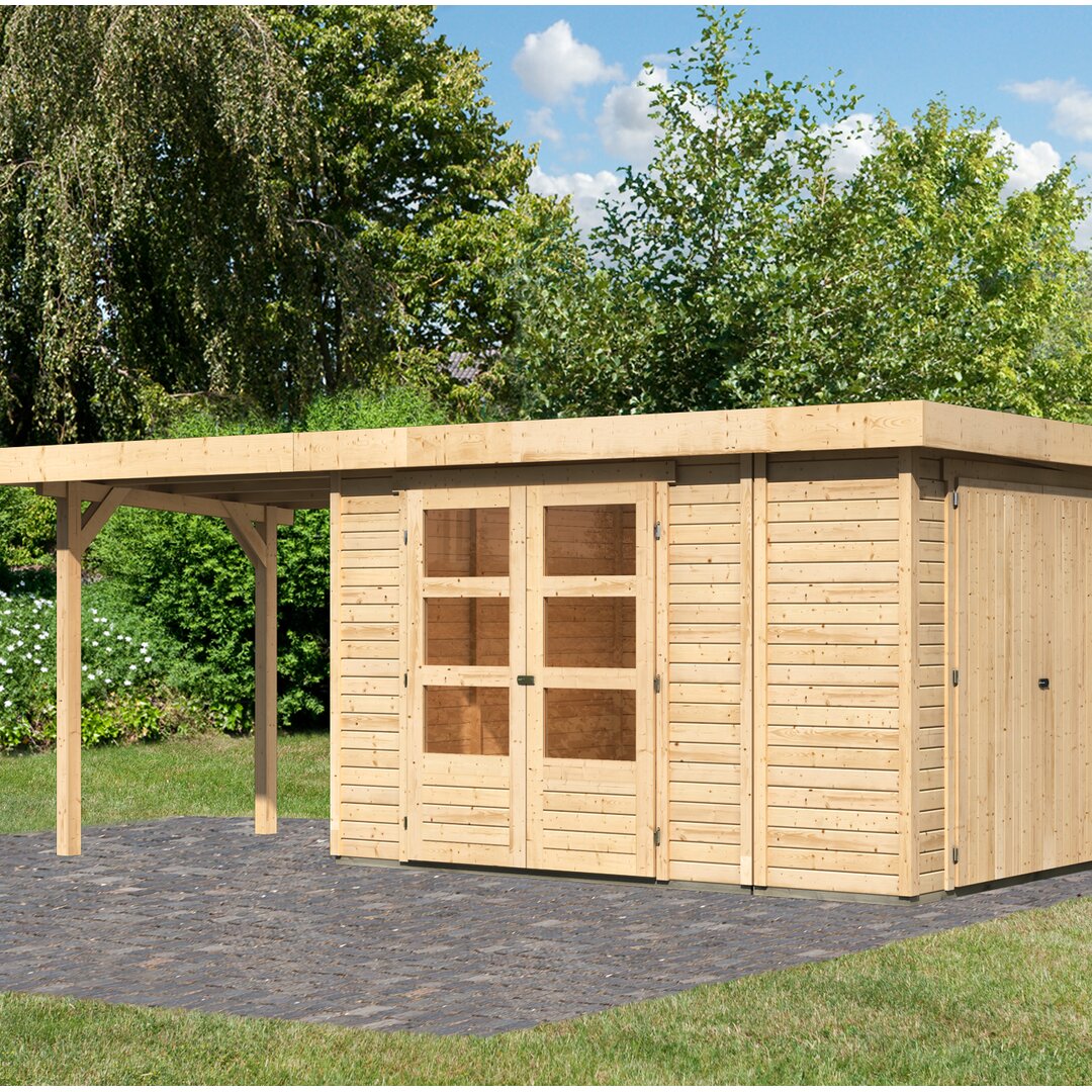 Gartenhaus Retola 4 mit Anbauschrank und Anbaudach 2,40 m Breite