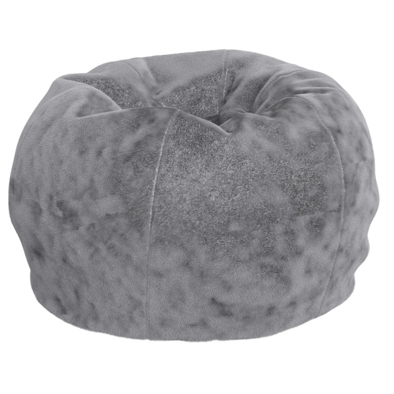 Fauteuil à billes en coton Classic, Petit, Fourrure grise