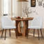 Chaise d'appoint rembourrée en lin avec pieds en bois massif (ensemble de 2)-1707913938