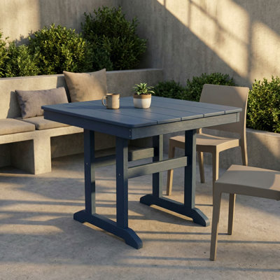 Table de salle à manger d'extérieur en PEHD, table de patio résistante aux intempéries avec structure robuste en gris