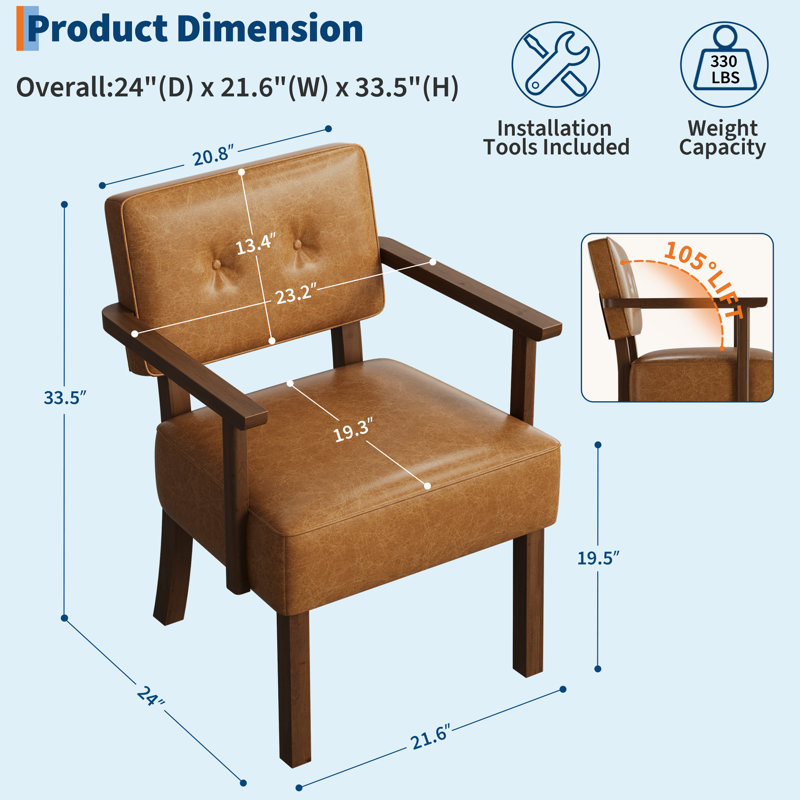 Upholstered Accent Chair, Orange