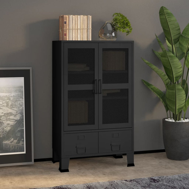 Armoire de rangement avec portes en filet pour le salon, Anthracite