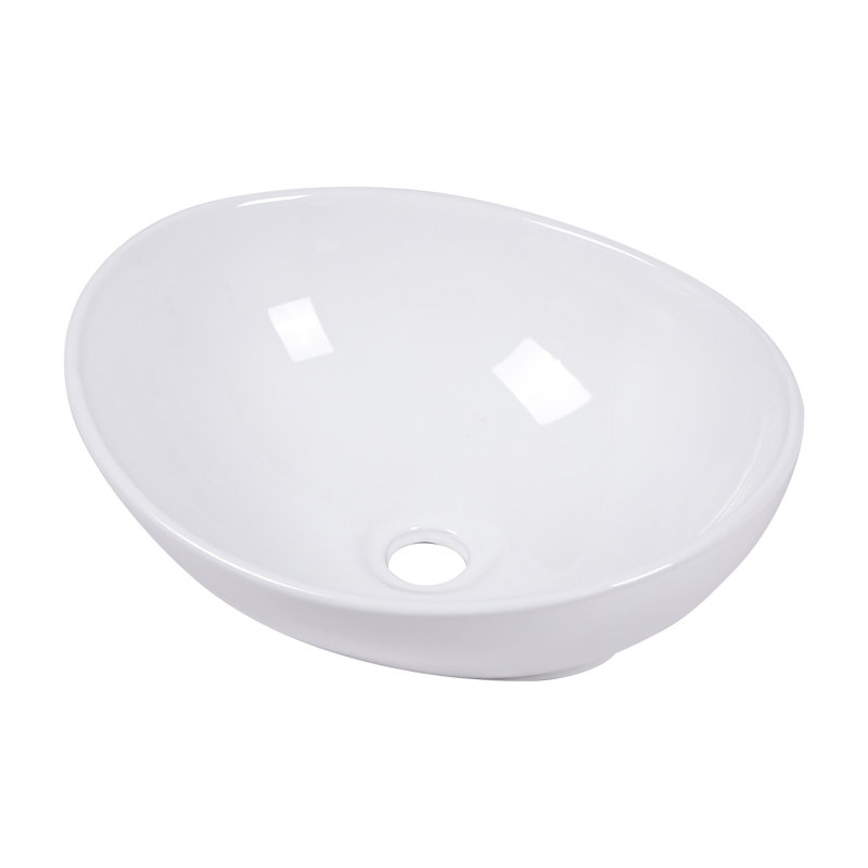 16X13 Inch White Ceramic Oval Vessel Bathroom Sink