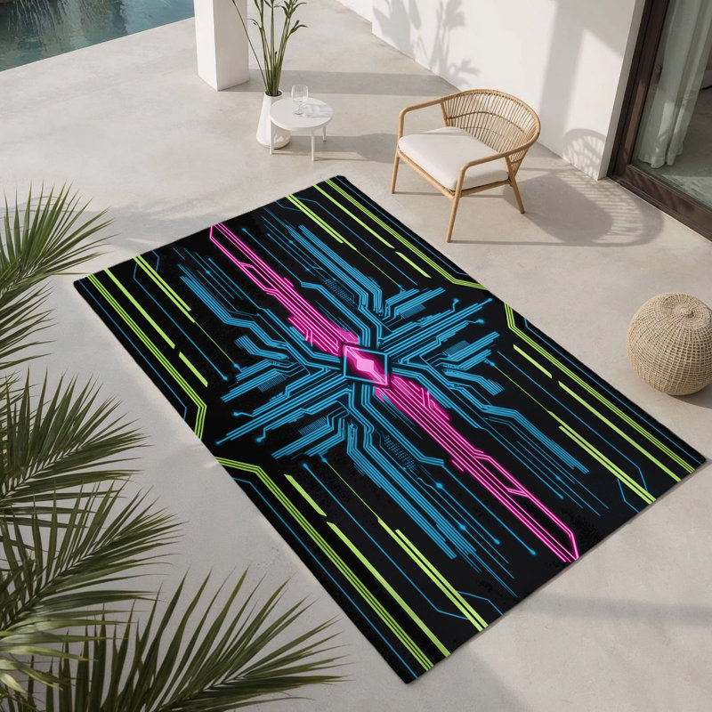 Tapis intérieur et extérieur Cosmic Pulse, Rectangle 1 pi 6 po x 2 pi 6 po