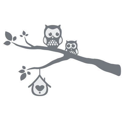 Décalcomanie murale owls sur une branche