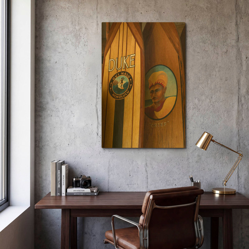 'Surf Hawaii II' By Dennis Frates Gold Metal Wall Art, 12" x 16", 24"x36"