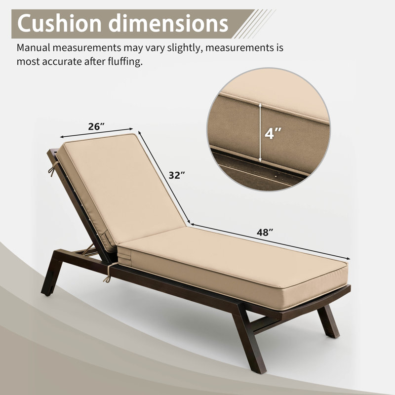 Outdoor Chaise Lounge Chair Cushion, Sand, 2, 80" W x 26" D