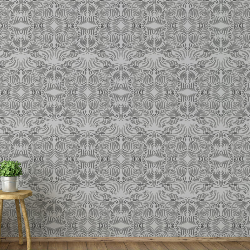Rouleau de papier peint L 10 pi x l 24 po Flora, Argent, Premium Paper