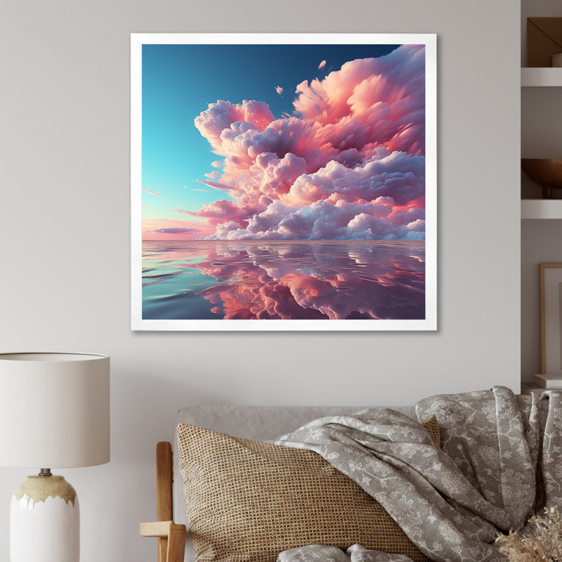 «Dreamy Pastel Skies», reproduction sur toile, Cadre simple blanc, H 16 po x l 16 po x P 1 po